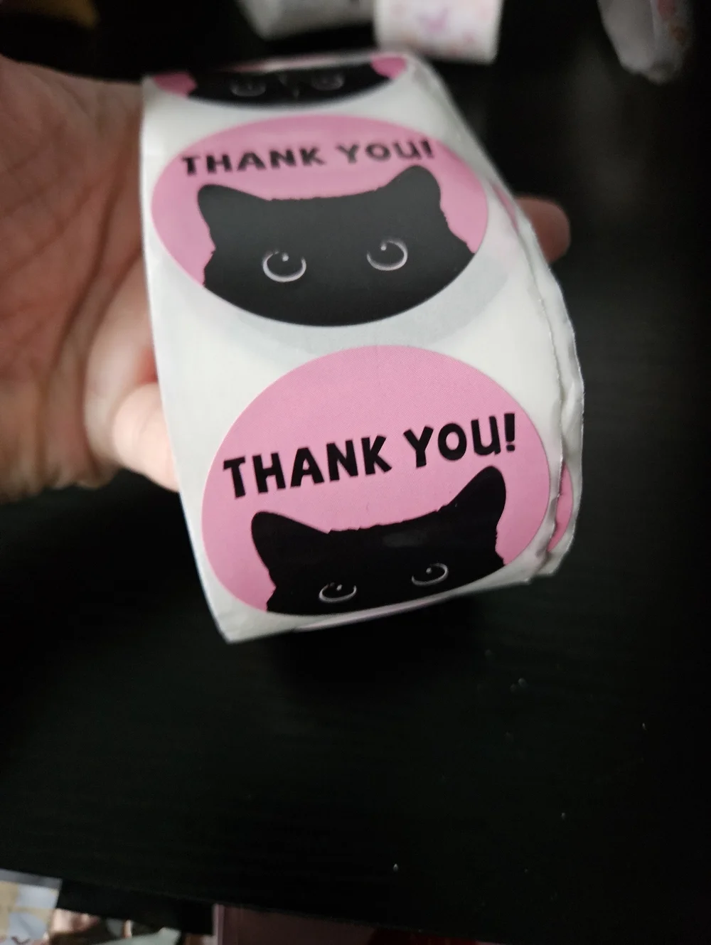 50 Pink Cat Thank You Stickers